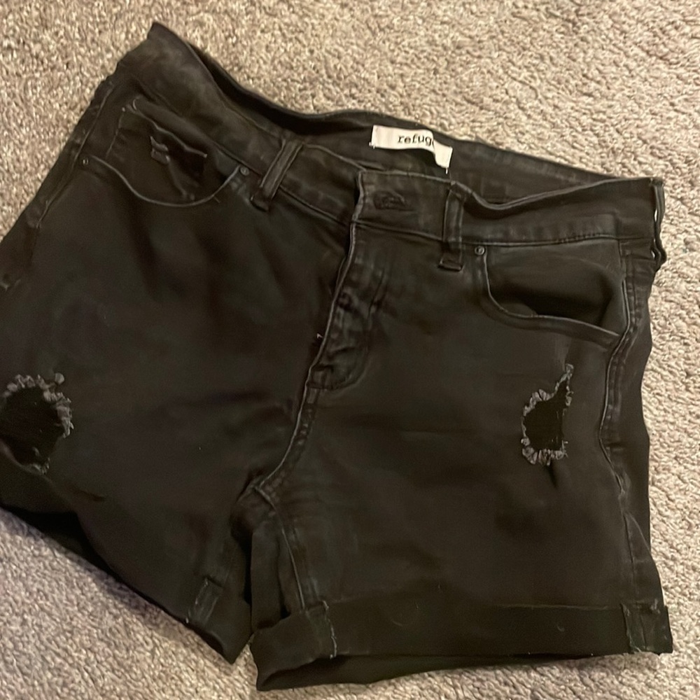 Size 4 distressed black jean shorts